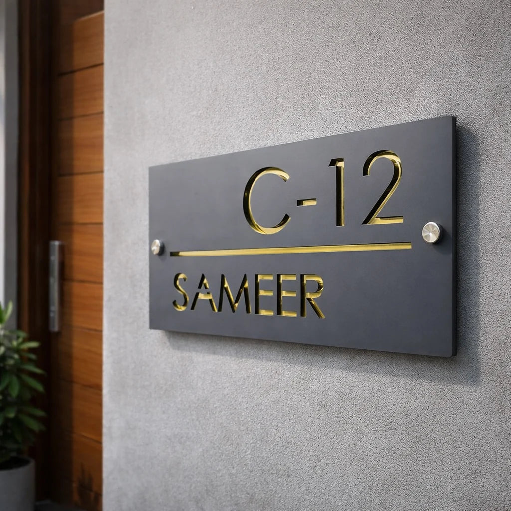 Custom Matt Acrylic House Name Plate | Personalized Modern Home Sign