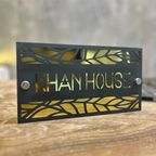 Leaf Pattern Metal House Name Plate | Custom Laser Cut Family Name Sign