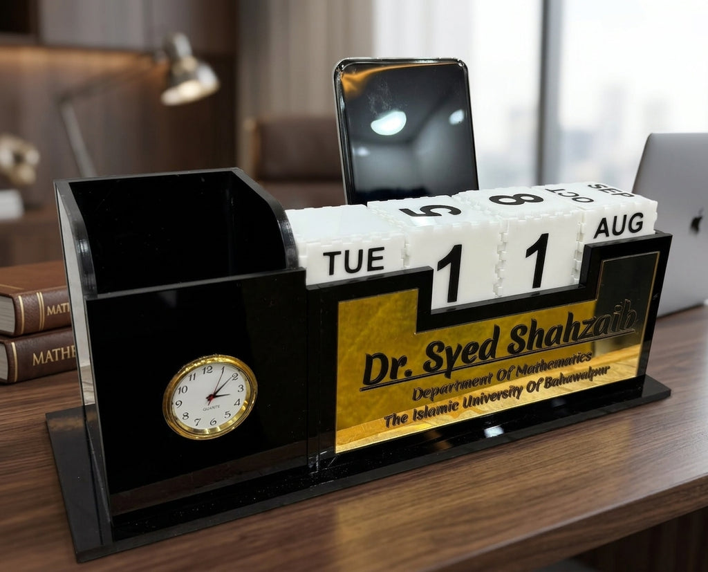 Personalized Arcylic Desk Organizer: Pen Holder, Mobile Dock, Engraved Gift