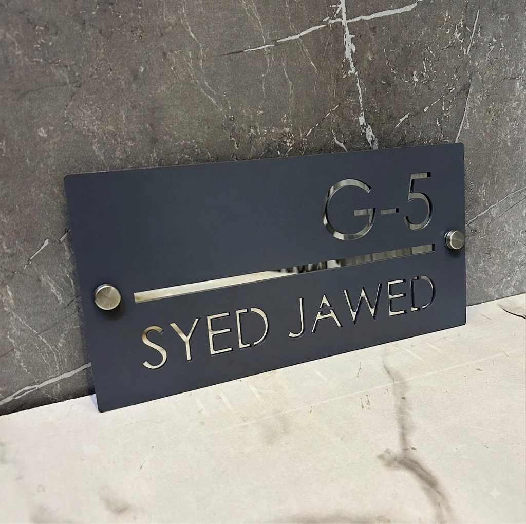Customized Metal House Name Plate | Powder Coated with SS Mirror Finish