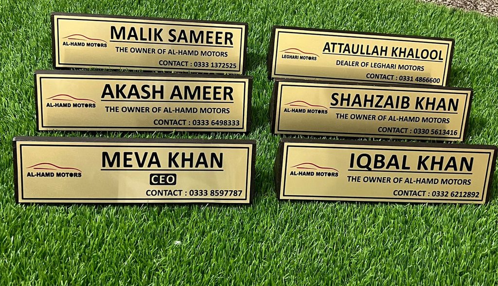 Executive Desk Name Plate — Custom Wood & Brass Finish