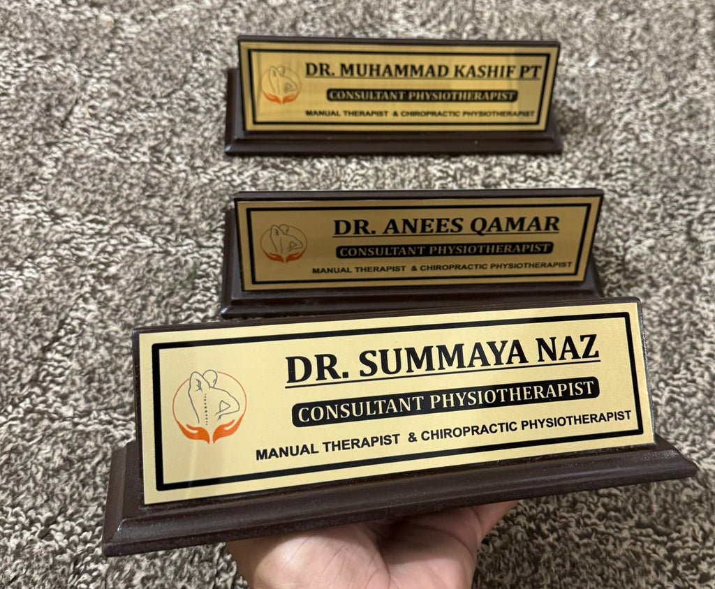 Executive Desk Name Plate — Custom Wood & Brass Finish