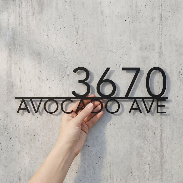 Modern LED Backlit Metal House Number Sign – Custom Matte Black MS Iron Name & Address Plaque