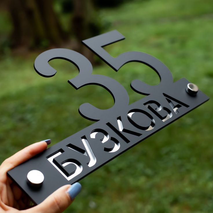 Modern LED Backlit Metal House Number Sign – Custom Matte Black MS Iron Name & Address Plaque