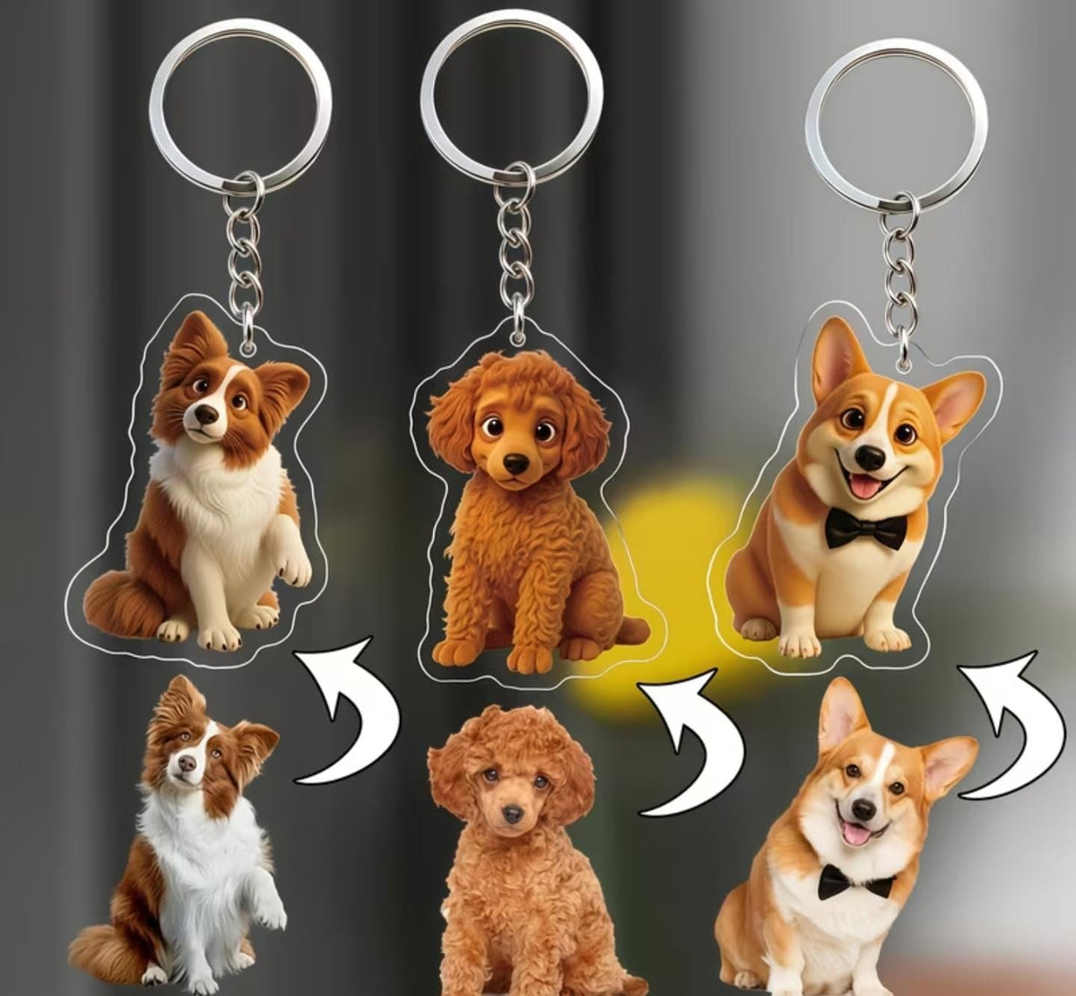 Custom Photo Cartoon Animation Style Keychain- Personalized Keychain, Modern Fun Art, Suitable for Kitchen Decoration, Family Photos, and Unique Gift Ideas, Custom Keychain, Elegant Souvenir for Weddings, Birthdays, Mother's Day, Valentine's Day