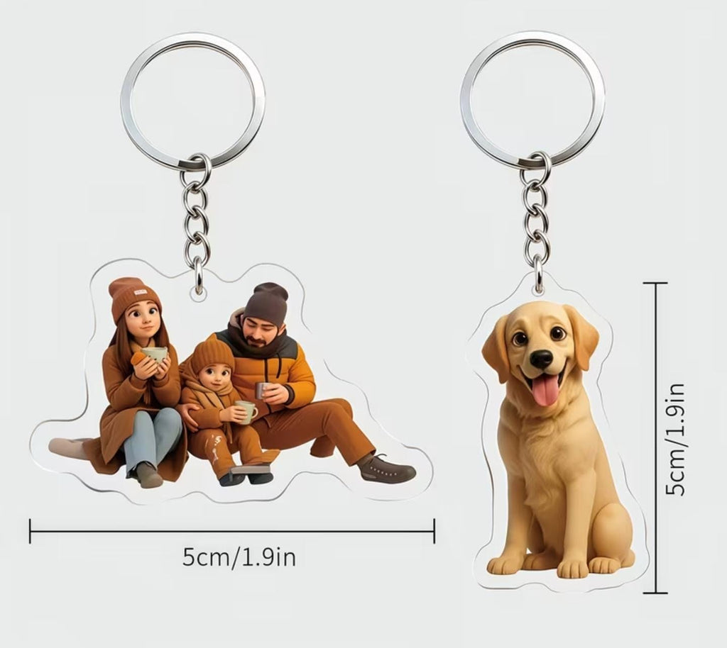 Custom Photo Cartoon Animation Style Keychain- Personalized Keychain, Modern Fun Art, Suitable for Kitchen Decoration, Family Photos, and Unique Gift Ideas, Custom Keychain, Elegant Souvenir for Weddings, Birthdays, Mother's Day, Valentine's Day
